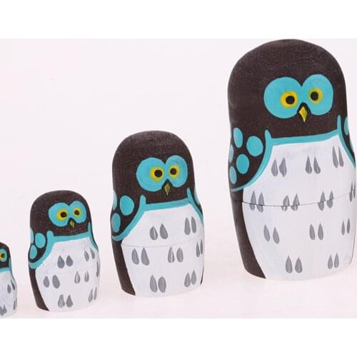 Cute Owl Russian Babushka Matryoshka Nesting Dolls 5 Pcs Christmas Ornaments