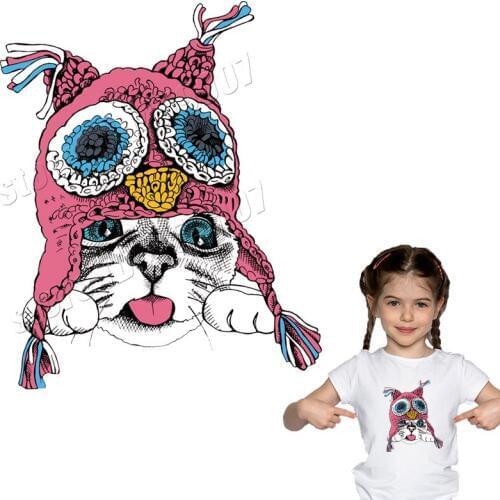 Sweet Cat Patches Girls T-Shirts Decoration Stickers Household Handmade Easy To Use Printed Iron On Style Parches For Dress