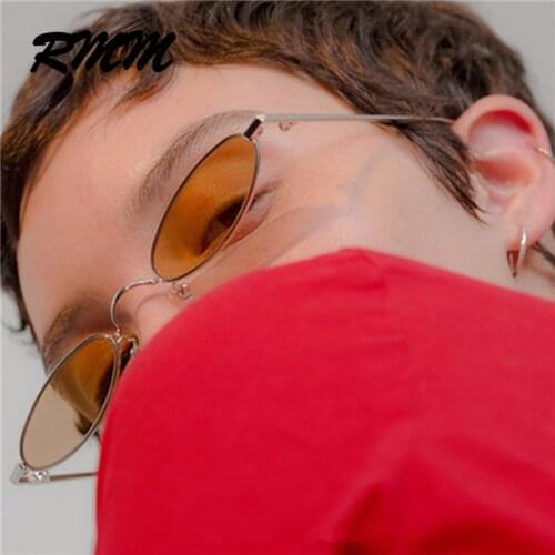 Fashion European metal unisex small frame sunglasses retro elliptical frame sunglasses transparent Sunglasses for men women