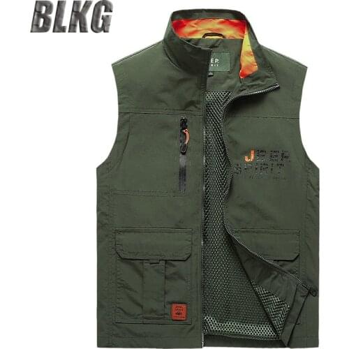 Summer Vests for Men Mesh Fishing Mens Vest Outdoor Multi-pockets Casual Loose Military Gilet Homme Weste Plus Size M-6XL