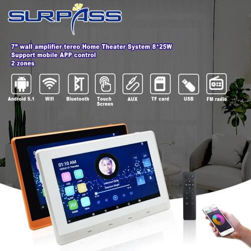 Smart WiFi Blue-tooth Touch Screen Wall Amplifier Android 5.1 Stereo Sound Home Theater System 8x25W Background Music Audio FM
