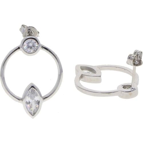 New arrived geometric cz earring round oval shape cubic zirconia european hot selling women simple delicate earring studs