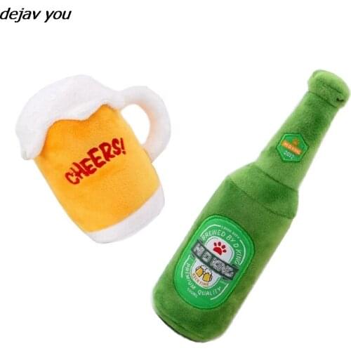 New Toys Plush Squeaky Beer Bottle Beer Glass Shape Toy Creative Toy For Pet Dogs