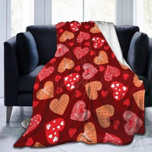 Valentines Day Love Heart Throw Blanket Soft Lightweight Durable Flannel Fleece Blanketfor Bed Sofa Couch Camping Travel