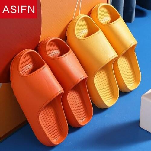 ASIFN Summer Shoes Thick Sole EVA Home Bathroom Women Slippers Sandals Non-slip Lightweight Bedroom Mute Lovers Slides Mules
