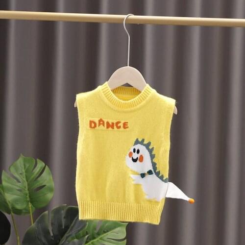 Baby Girls Sweaters Baby Spring Cartoon Sleeveless Dinosaur Vest Baby Boys Sweaters Causal Vest Kids Toddler Autumn Outerwear