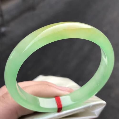 Only One !57MMCertified (Grade A)100% Natural Green Jadeite JADE Bracelet Women Bangle