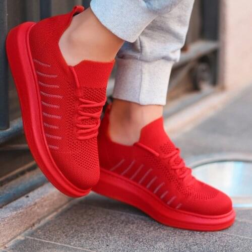 Tonar Fidox Red Knitwear Lace-Up Sports Shoes New Season Convenient Seasonal Style Sneaker