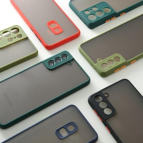 For Samsung Galaxy S21 Ultra Shockproof Silicone Phone Case For Samsung S20 Plus Lens Protection Matte Translucent Back Cover