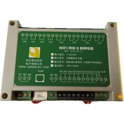 Smart WIFI Switch 8 in 8 Out Wireless IO Card Network Control Relay RJ45 Network Port Optocoupler Isolation