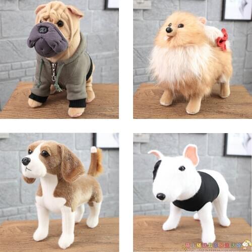 High quality 3D simulation dog creative water velvet pet dog doll bullfighting Chihuahua Golden Retriever dog plush toy gift