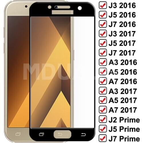 9D Protective Glass on For Samsung Galaxy A3 A5 A7 J3 J5 J7 2016 2017 J2 J4 J7 Core J5 Prime S7 Screen Protector Tempered Glass