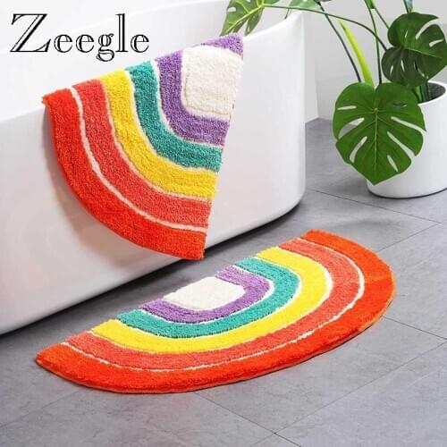 Zeegle Colorful Mat Modern Mat for Living Room Water Absorption Bath Carpet Washable Hallway Rug Anti-slip Polyester Carpet