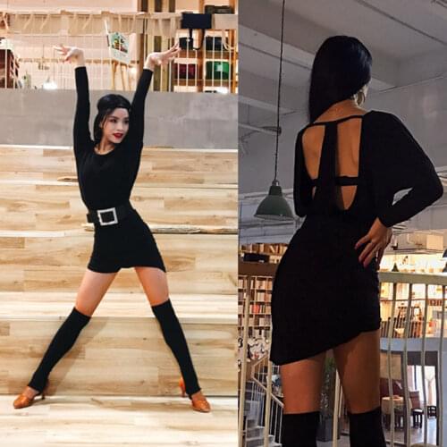 Latin Dance Costume Women Long-Sleeve Practice Dance Clothing Latin Dance Competition Dresses Rumba Performance Wear DQL841