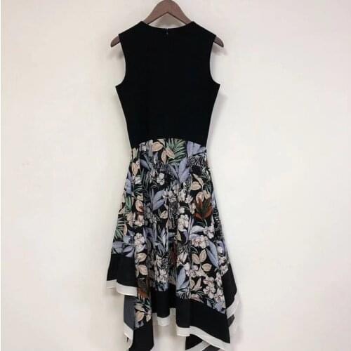 French Summer Women Hit Color Spliced Asymmetrical Dresses Female High Version Off Shoulder Dress Ladies Designed Dress ML206