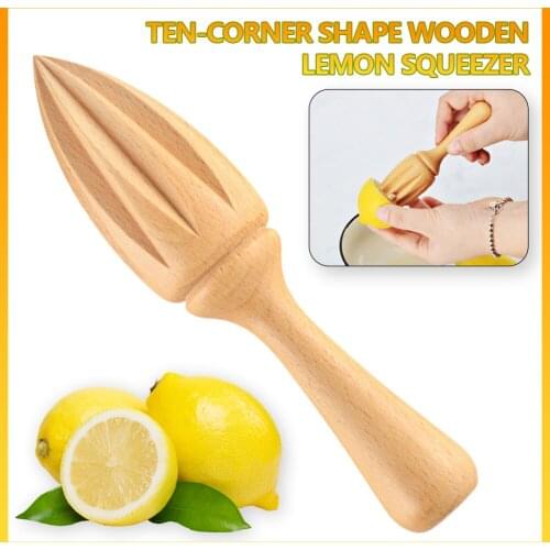 1pc Ten-corner Shape Hand Press Wooden Lemon Squeezer Manual Juicer Fruit Orange Citrus Juice Extractor Reamers Kitchen Products