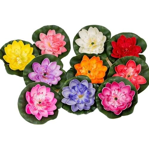 10pcs/lot Real Touch Simulation Foam Lotus Lotus Water Lily Floating Pool Plant Wedding Garden EVA Pond Decoration