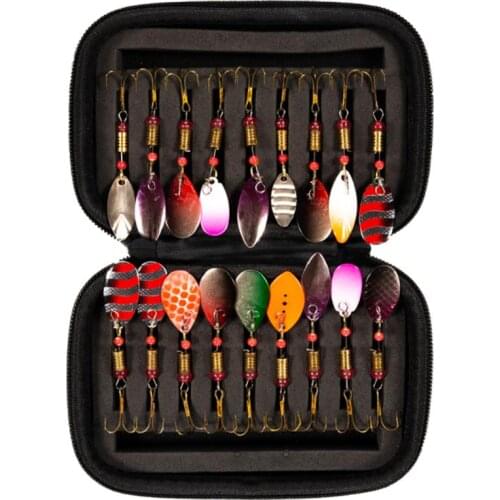 18pcs Metal Fishing Lures Baits Set Fishing Spoons Lures For Trout Bass Casting Spinner Fishing Bait Storage Bag Case