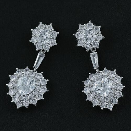 2019 Cubic Zircon Drop Dangle Wedding Earring Rhinestone Crystal Earring For Women Prom Party Jewelry Accessories Gift CE10629