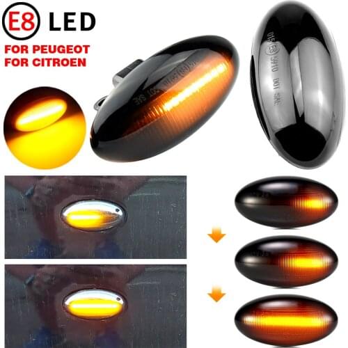 2X LED Dynamic Turn Signal Lamp Blinker For Peugeot 307 206 407 107 607 1007 Citroen C1 C2 C3 C5 C6 Sequential Side Marker Light