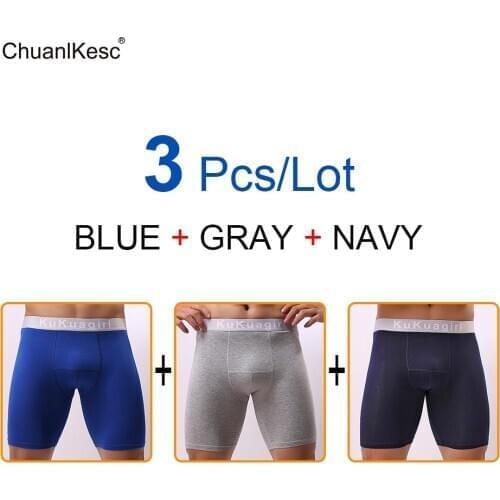 3 Pcs/Lot Cotton underwear, sweat-absorbent and quick-drying, long anti-wear leg underwear, mens underwear, run underwear