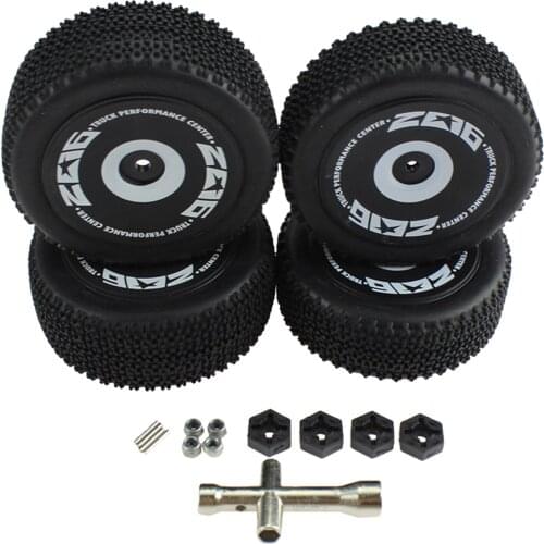 4 PCS 1/12 RC Car Rubber Front Rear Tire with Install Bolt M3 Screw Hex Sleeve for WLtoys 124018 1/12 RC Car Off-road Accessory