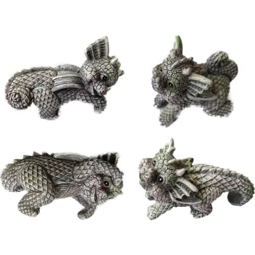 4 PCS Dinosaur Flowerpot Ornaments Garden Dragon Resin Crafts Magical World Indoor And Outdoor Backyard Decor Shelf Showpiece