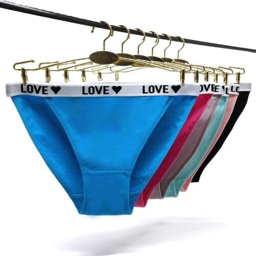 Womens Cotton Panties Soft Letter Women Underpants Solid Girls Briefs Sexy Female Lingerie Femme Comfort Underwear Woman 6 Pcs