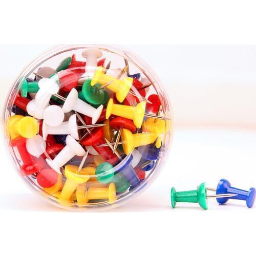 1 Pack 70 Pcs Metal Push Pin 22mm Plastic Tacks Making ThumbTacks Cork Board Tachuelas 5 Colors Deli 0042