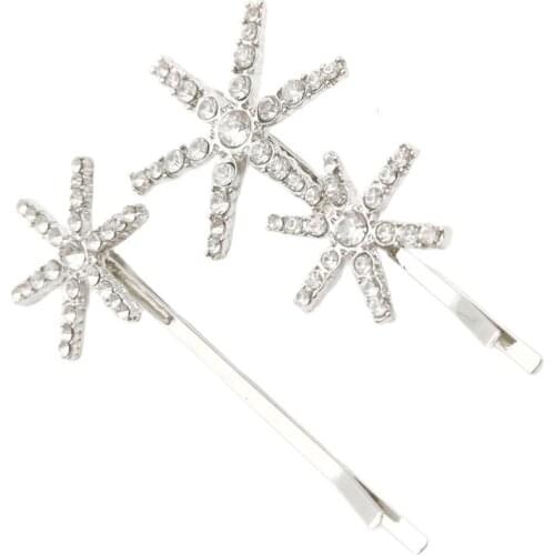 Women Girls Metal Rhinestone Flower Hairpin Barrettes Bobby Pin Accessories Jewelry