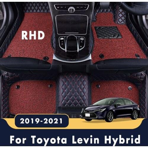 RHD Car Floor Mats For Toyota Levin Hybrid 2021 2020 2019 Auto Interior Double Layer Wire Loop Carpets Accessories Covers