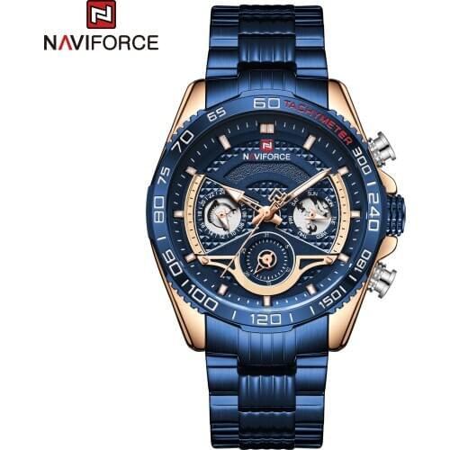 NAVIFORCE Brand Men Watch Automatic Date 6 Hands Quartz Men Watch Sports Waterproof Stainless Steel Watch Relogio Masculino