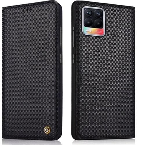 Genuine Leather Flip Case For Realme 8 Pro Cover Magnetic case For Realme 8 Pro Cases Leather Cover Phone Fundas