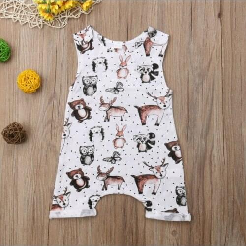 Baby Rompers Summer sleeveless Cartoon Animal Newborn Baby Boy Girl Clothes Infant Jumpsuit Animal Toddler Clothing 0-2T