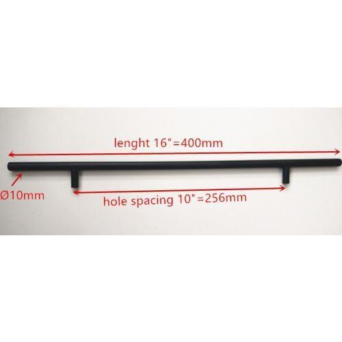 Diameter 10mm,Length:400mm) 16" Matt Black Furniture Hardware Kitchen Cabinet Handle, Bar Pull Handle Stainless Steel T Handles