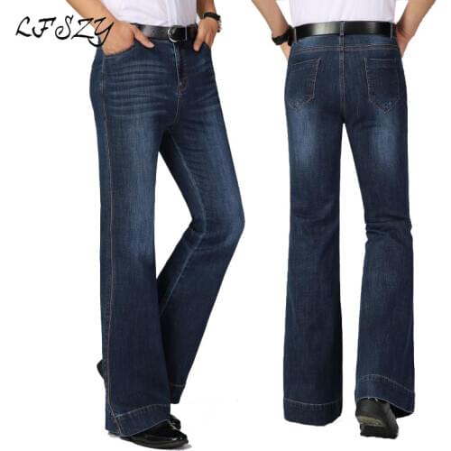 Jeans Men Autumn and Winter Plus Velvet Thick Jeans Mens Loose Wide-Leg Pants Classic Designer Micro-Flared Denim Trousers