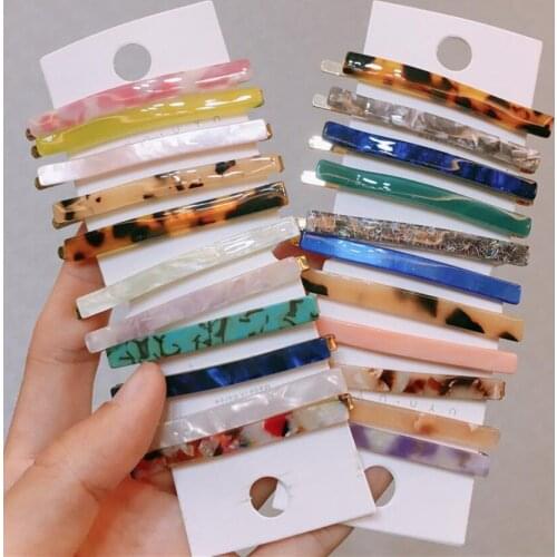 2 pcs Simple acetic acid narrow one word female side clip hairpin hair accessories bangs clips