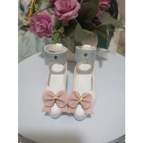 BJD doll shoes Suitable for with 1/3 size SD DD fashion bow white PU high heels doll accessories