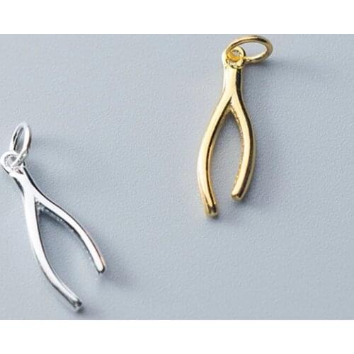 Personality Women Men Small Fork Designer Charms 15mm 925 Sterling Silver Pendants DIY Fine Jewelry Make Fit Necklace Bracelets