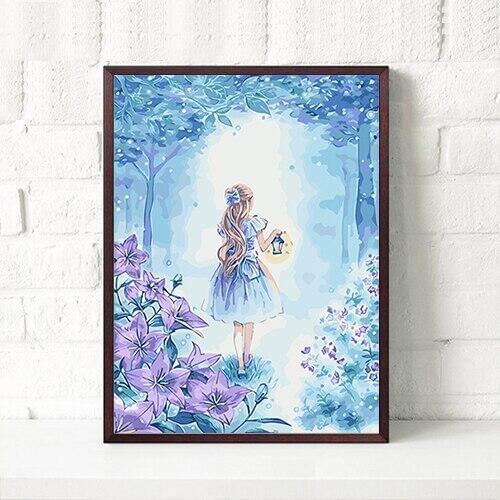 MaHuaf-A1322 Lantern girl Balloon Flower forest DIY oil painting by numbers abstract artwork canvas painting for living room