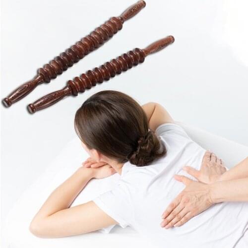 50% Hot Sale Wenge Wood Massage Roller Portable Anti-slip Handle Leg Muscle Rolling Massager Health Care Tool