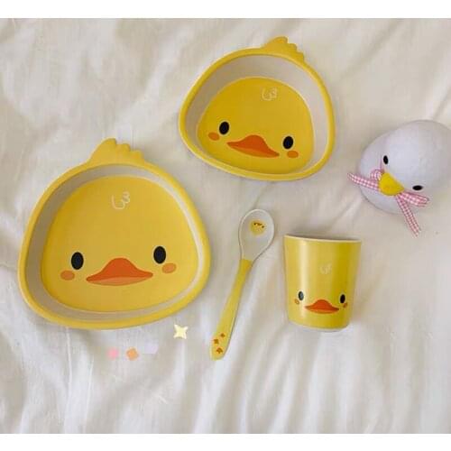 Sweet Dinner Plate Cartoon Duckling Salad Dessert Bowl Melamine Student Cute Anti Falling Dish