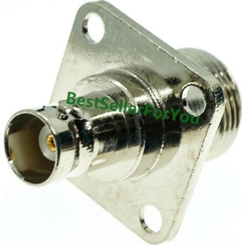 N Type Female Plug To BNC Female Jack 4 Hole Flange Mount RF Adapter Connector