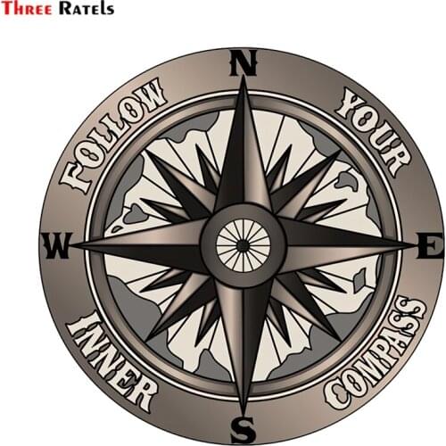 Three Ratels FTC-809# 14x14cm Funny Follow Your Inner Compass PVC High Quality Window Wall Car Sticker