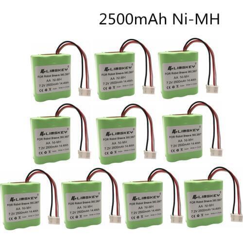 7.2Volt New 2.5Ah 2500mAh Ni-MH 7.2V Rechargeable Battery for iRobot Roomba Braava 380 380T High Quality