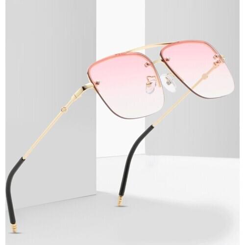 2020 Vintage Square Half-frame Sun Glasses for Men Women Metal Frame Sunglasses UV400 Pink Bule Mirror Goggle Driving Sunglass