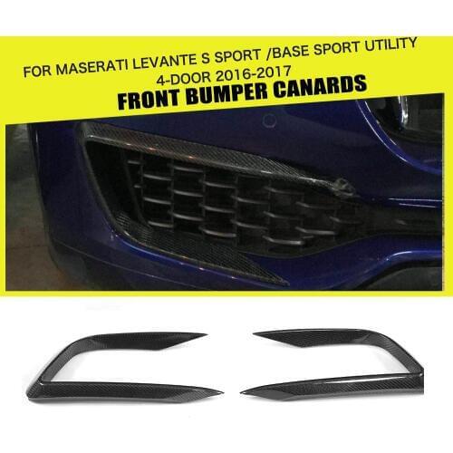 Carbon Fiber / FRP Front Bumper Air Vents Canards Fins Fog Lamp Cover Trim for Maserati Levante 4-Door 2016 2017