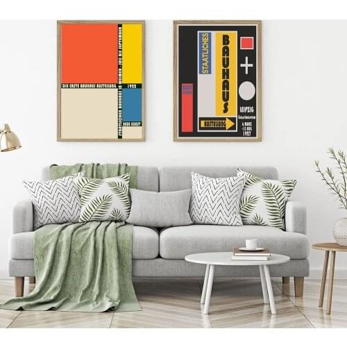 Posters and Prints Bauhaus Vintage Exhibition Poster Wall Art Pictures Colorful Canvas Painting Retro for Room Home Decor