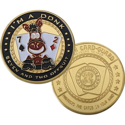 WR Good Luck Casino Chip Gold Plated Coin Collectibles with Coin Holder Poker Token Challenge Coins Souvenir Gift Dropshipping