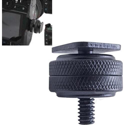 Pro 1/4" Dual Nuts Tripod Mount Screw Black To Flash Hot Shoe Adapter For Camera Studio Accessory